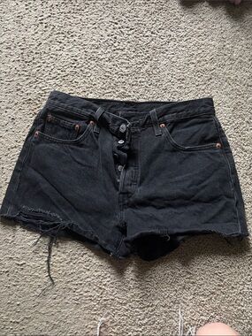 Levi's Black High-Rise Cutoff Denim Shorts